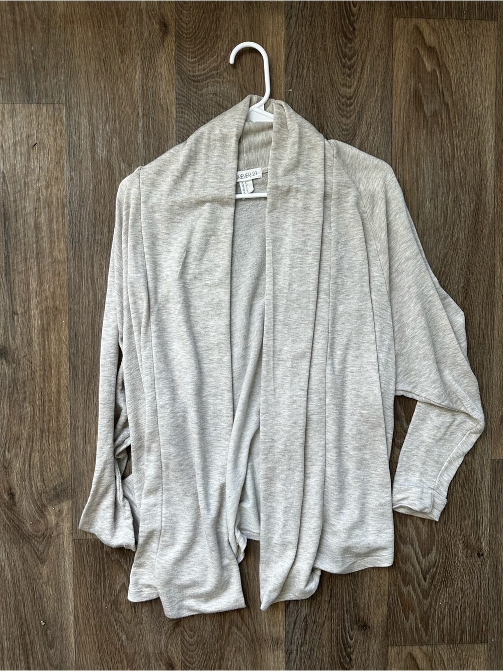 Forever 21 Light Gray Heather Draped Open Front Cardigan Sweater Size S
